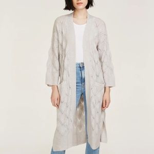 Leaf Pointelle Open Cardigan in Birch from Autumn Cashmere